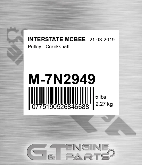M-7N2949 Pulley - Crankshaft for INTERSTATE MCBEE