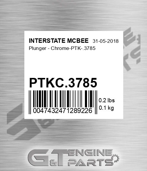PTKC.3785 Plunger - Chrome-ptk-.3785 for INTERSTATE MCBEE