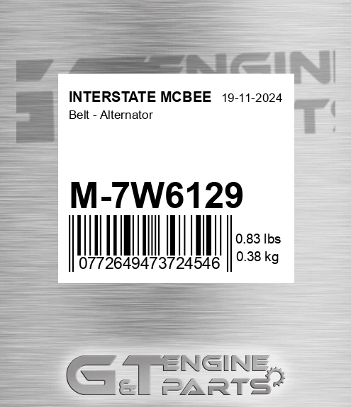M-7W6129 Belt - Alternator for INTERSTATE MCBEE