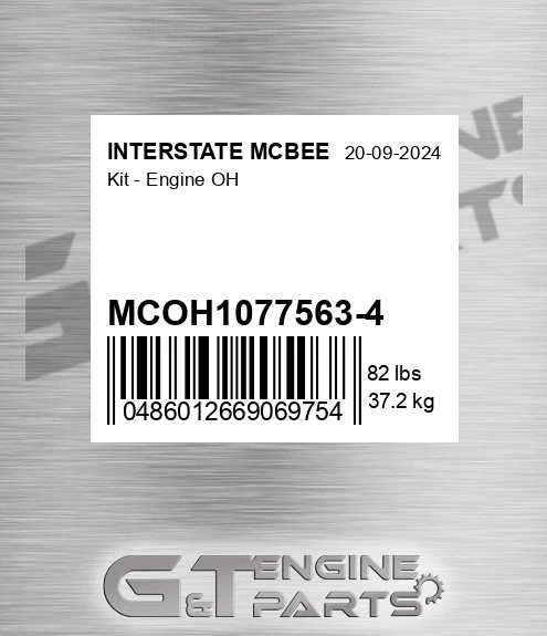 MCOH1077563-4 Kit - Engine Oh for INTERSTATE MCBEE