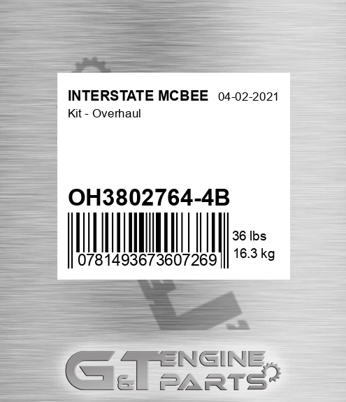 OH3802764-4B Kit - Overhaul for INTERSTATE MCBEE