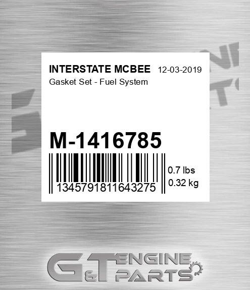M-1416785 Gasket Set - Fuel System for INTERSTATE MCBEE