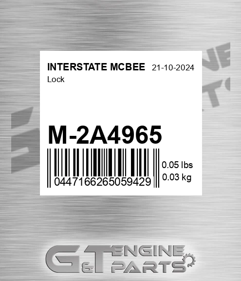 M-2A4965 Lock for INTERSTATE MCBEE