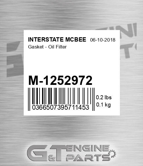 M-1252972 Gasket - Oil Filter for INTERSTATE MCBEE