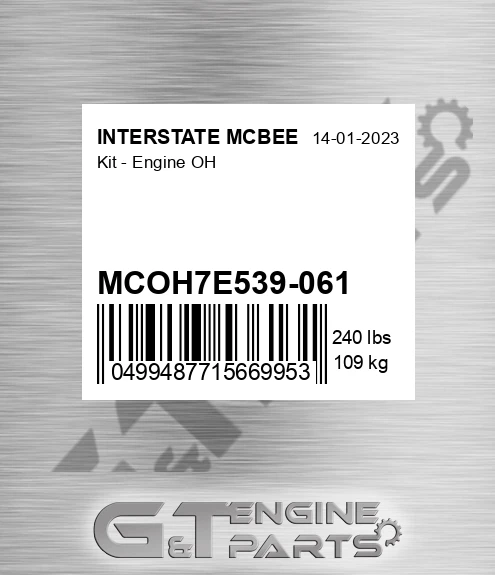 MCOH7E539-061 Kit - Engine Oh