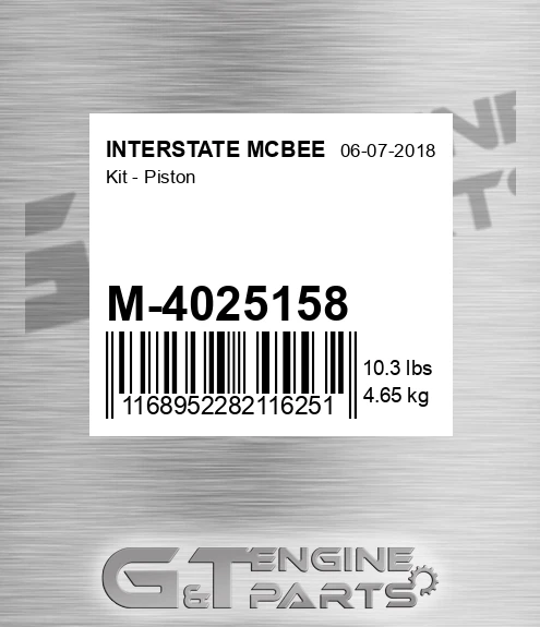 M-4025158 Kit - Piston for INTERSTATE MCBEE