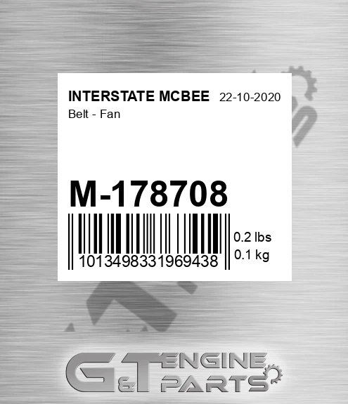 M-178708 Belt - Fan for INTERSTATE MCBEE