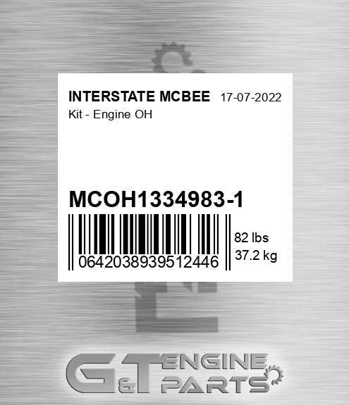 MCOH1334983-1 Kit - Engine Oh for INTERSTATE MCBEE