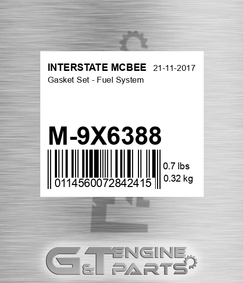 M-9X6388 Gasket Set - Fuel System for INTERSTATE MCBEE