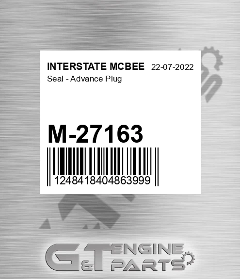 M-27163 Seal - Advance Plug for INTERSTATE MCBEE
