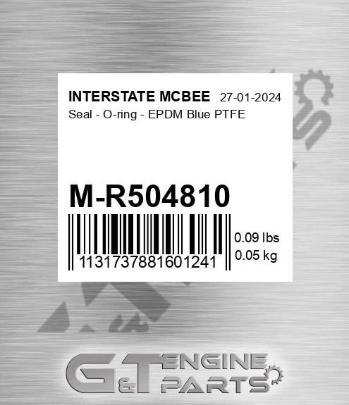 M-R504810 Seal - O-ring - Epdm Blue Ptfe