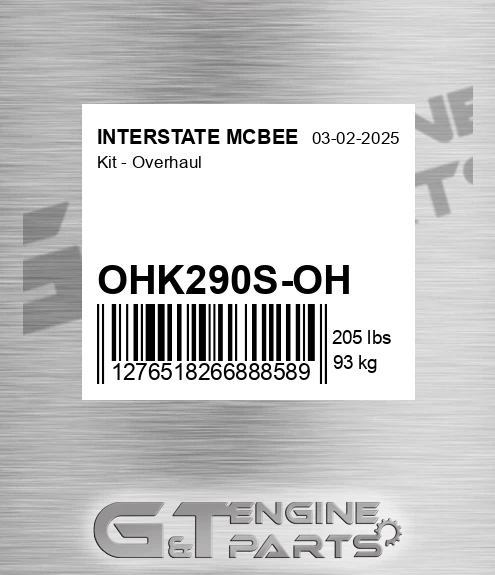 OHK290S-OH Kit - Overhaul