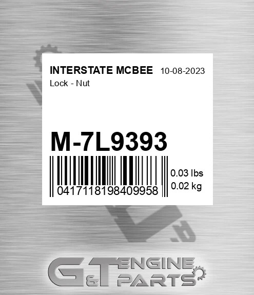 M-7L9393 Lock - Nut for INTERSTATE MCBEE