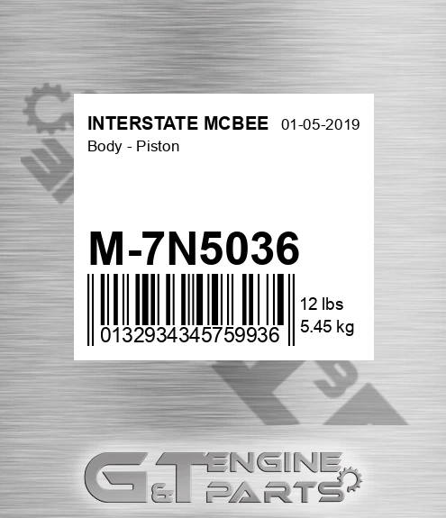 M-7N5036 Body - Piston for INTERSTATE MCBEE