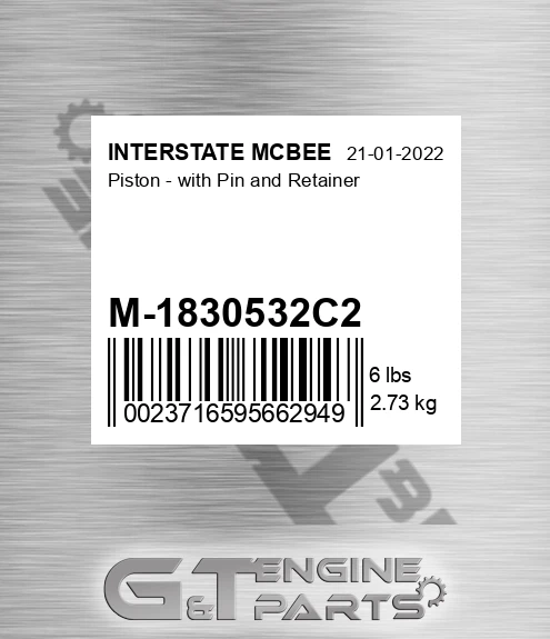 M-1830532C2 Piston - With Pin And Retainer
