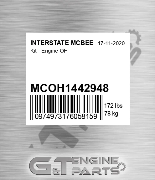 MCOH1442948 Kit - Engine Oh for INTERSTATE MCBEE