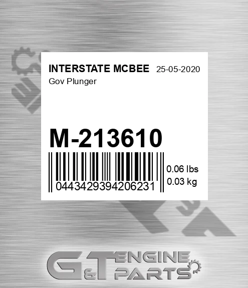 M-213610 Gov Plunger for INTERSTATE MCBEE