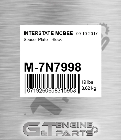 M-7N7998 Spacer Plate - Block for INTERSTATE MCBEE