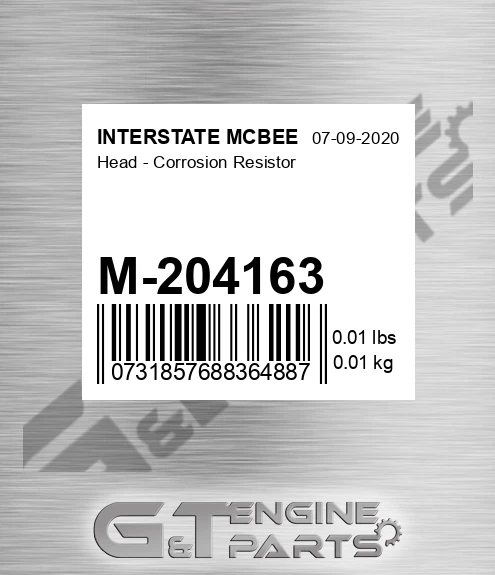 M-204163 Head - Corrosion Resistor
