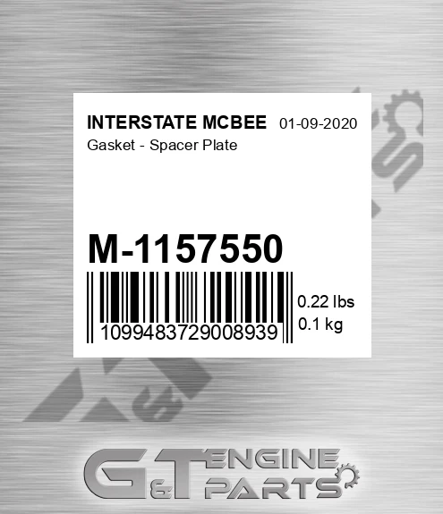 M-1157550 Gasket - Spacer Plate for INTERSTATE MCBEE