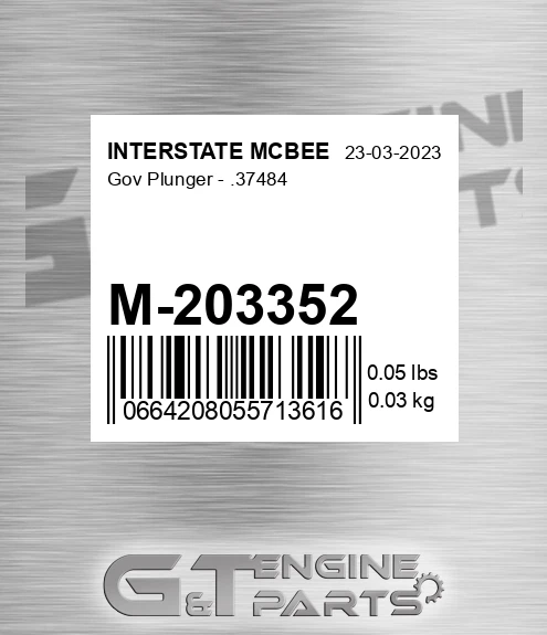 M-203352 Gov Plunger - .37484 for INTERSTATE MCBEE