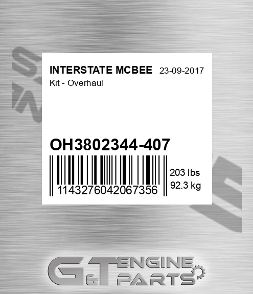 OH3802344-407 Kit - Overhaul