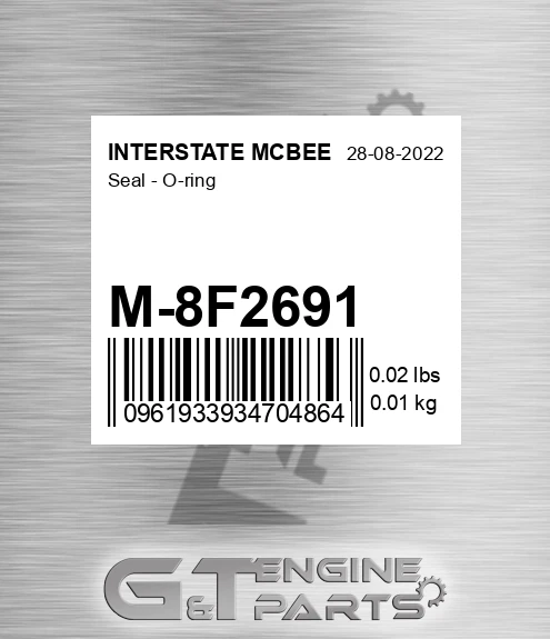 M-8F2691 Seal - O-ring for INTERSTATE MCBEE