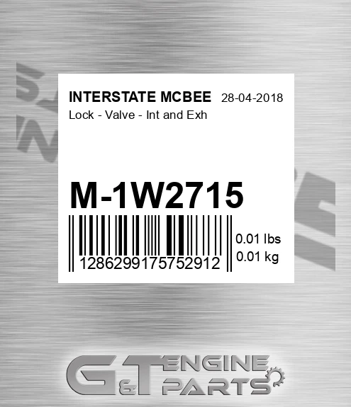 M-1W2715 Lock - Valve - Int And Exh for INTERSTATE MCBEE
