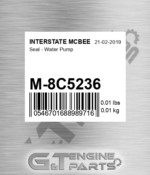 M-8C5236 Seal - Water Pump for INTERSTATE MCBEE