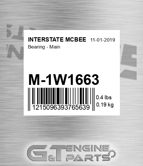 M-1W1663 Bearing - Main for INTERSTATE MCBEE