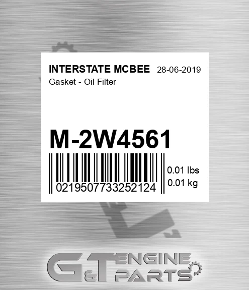 M-2W4561 Gasket - Oil Filter for INTERSTATE MCBEE