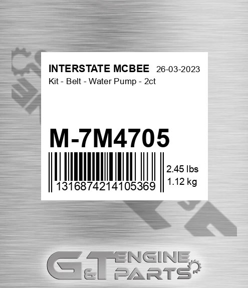 M-7M4705 Kit - Belt - Water Pump - 2ct for INTERSTATE MCBEE