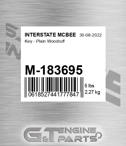 M-183695 Key - Plain Woodruff for INTERSTATE MCBEE