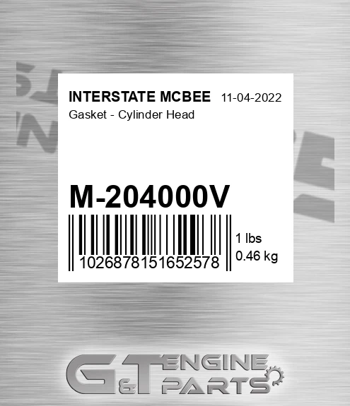 M-204000V Gasket - Cylinder Head