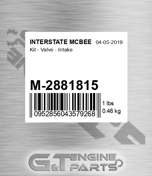 M-2881815 Kit - Valve - Intake