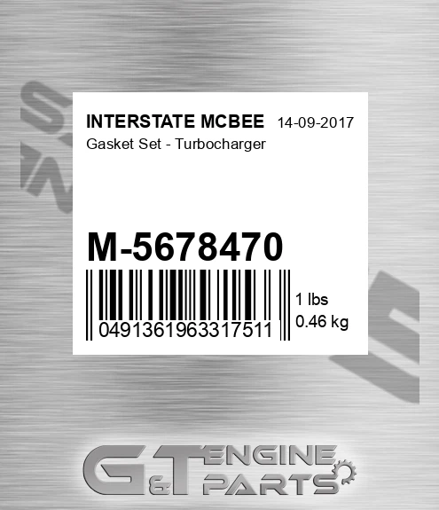 M-5678470 Gasket Set - Turbocharger