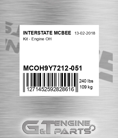 MCOH9Y7212-051 Kit - Engine Oh