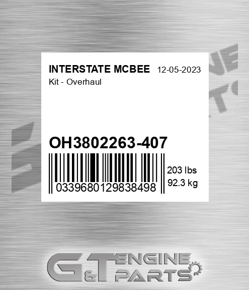 OH3802263-407 Kit - Overhaul