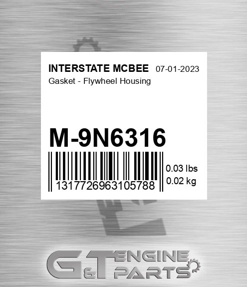 M-9N6316 Gasket - Flywheel Housing for INTERSTATE MCBEE