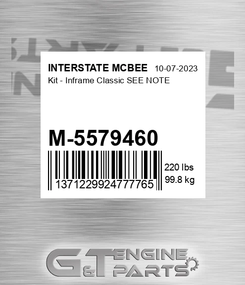 M-5579460 Kit - Inframe Classic See Note