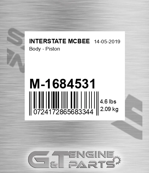 M-1684531 Body - Piston for INTERSTATE MCBEE