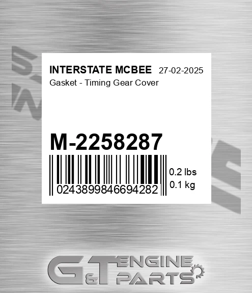 M-2258287 Gasket - Timing Gear Cover for INTERSTATE MCBEE