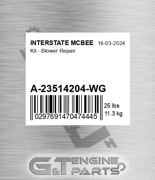 A-23514204-WG Kit - Blower Repair for INTERSTATE MCBEE