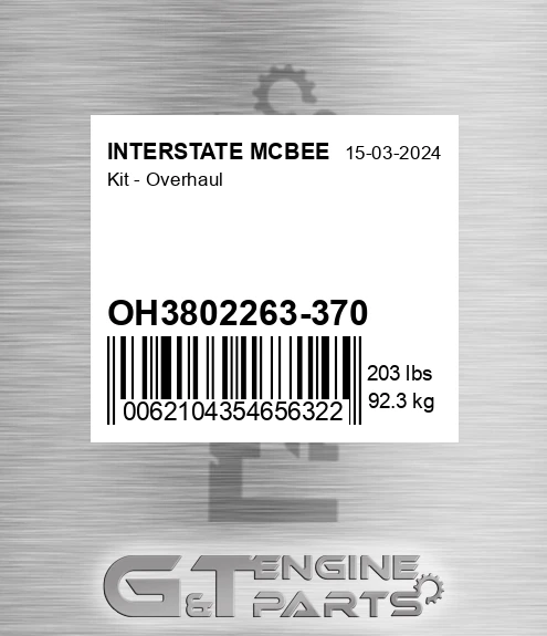 OH3802263-370 Kit - Overhaul