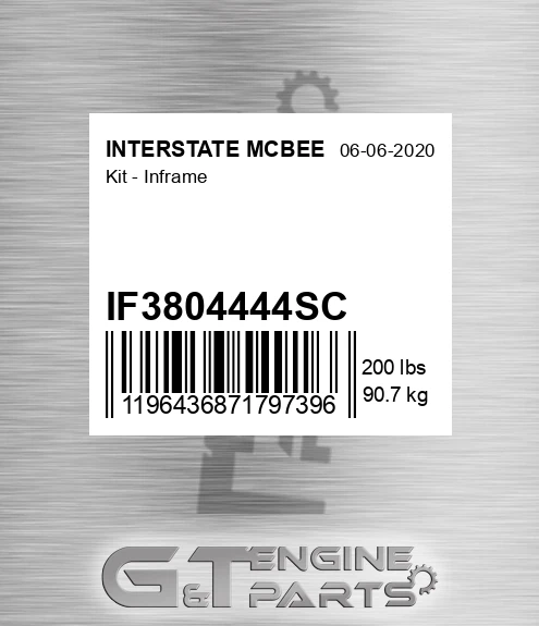 IF3804444SC Kit - Inframe for INTERSTATE MCBEE