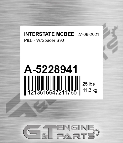 A-5228941 P&b - W/spacer S90 for INTERSTATE MCBEE