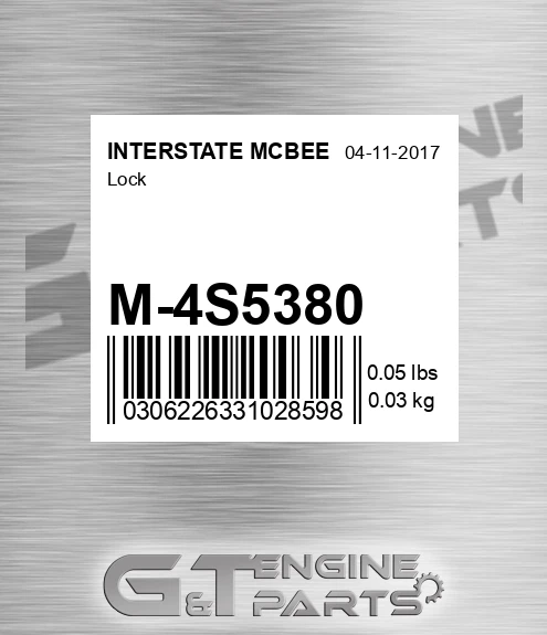 M-4S5380 Lock for INTERSTATE MCBEE