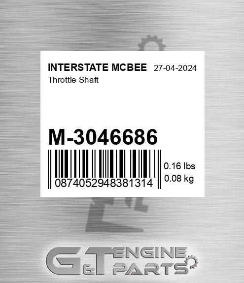M-3046686 Throttle Shaft for INTERSTATE MCBEE
