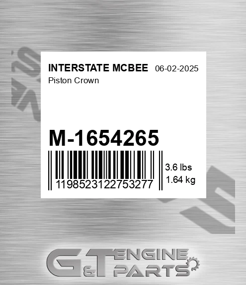 M-1654265 Piston Crown for INTERSTATE MCBEE