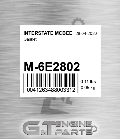 M-6E2802 Gasket for INTERSTATE MCBEE